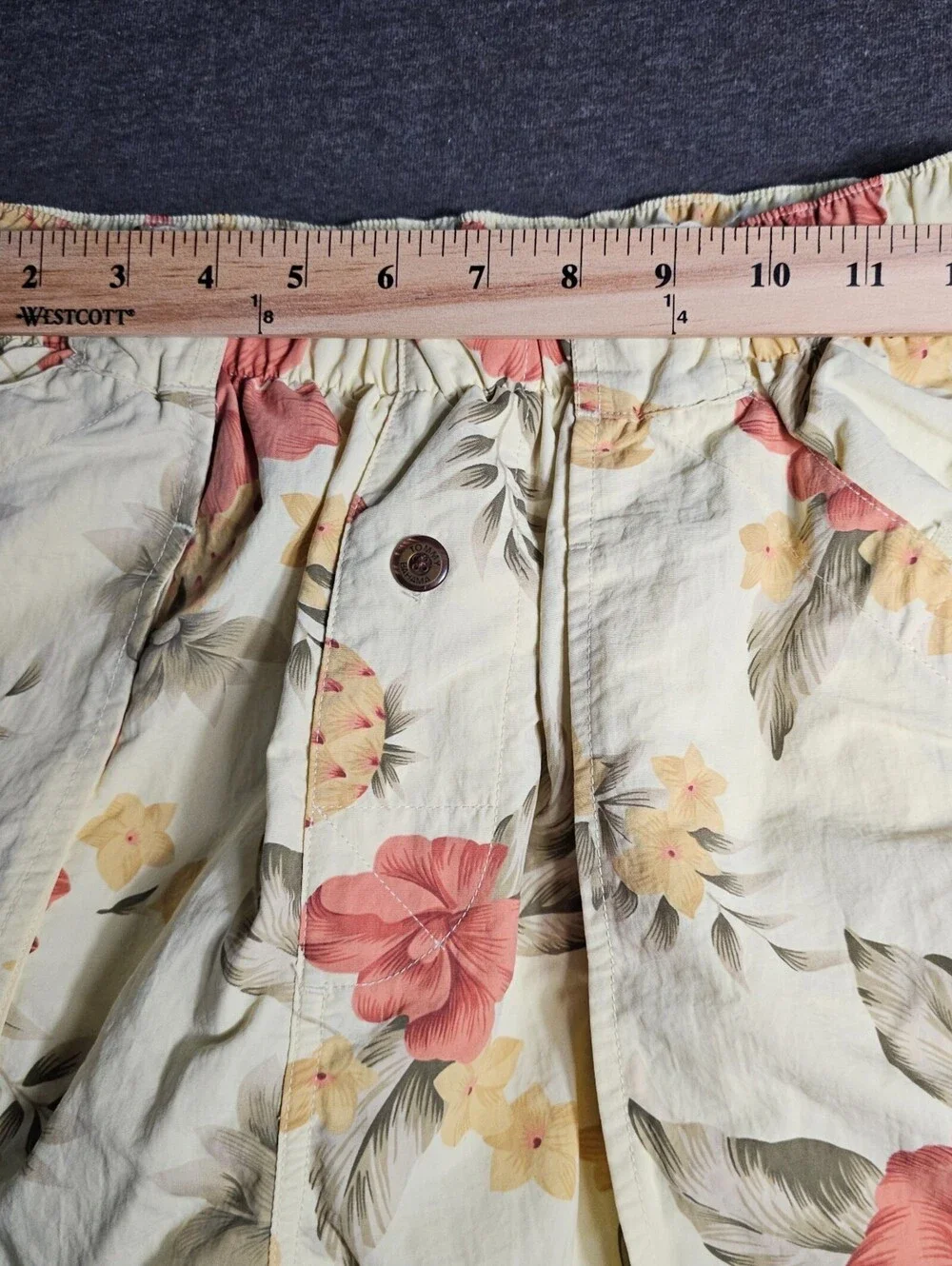 Tommy Bahama Mens Swim/board Shorts Size M Yellow Hawian Pattern Ling Pockets